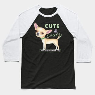 Cute chihuahua dog posing cutely on Chihuahua with Green Collar tee Baseball T-Shirt